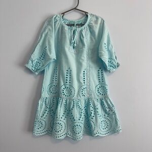 Melissa Odabash Girls Ashley Kaftan Dress Size 4 Cover‎ Up Eyelet Cotton